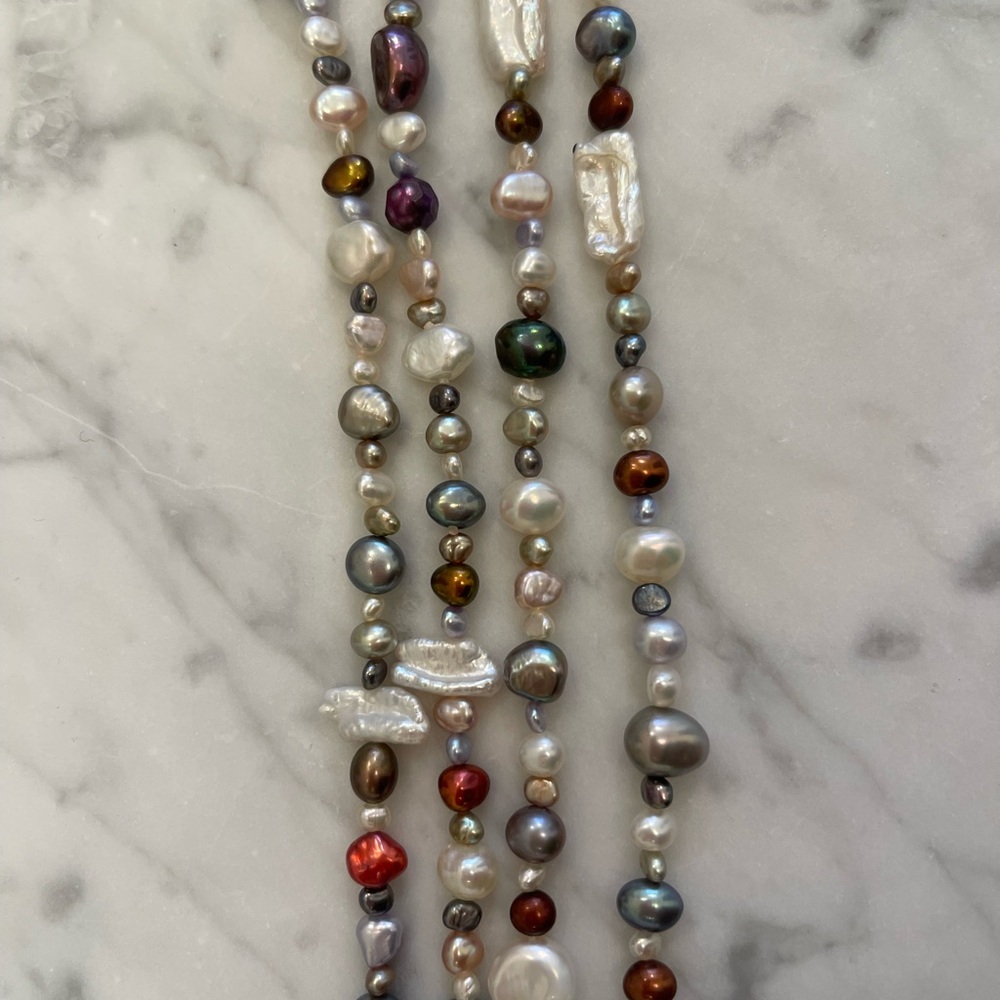 Long freshwater pearl necklace - colorful, high quality
